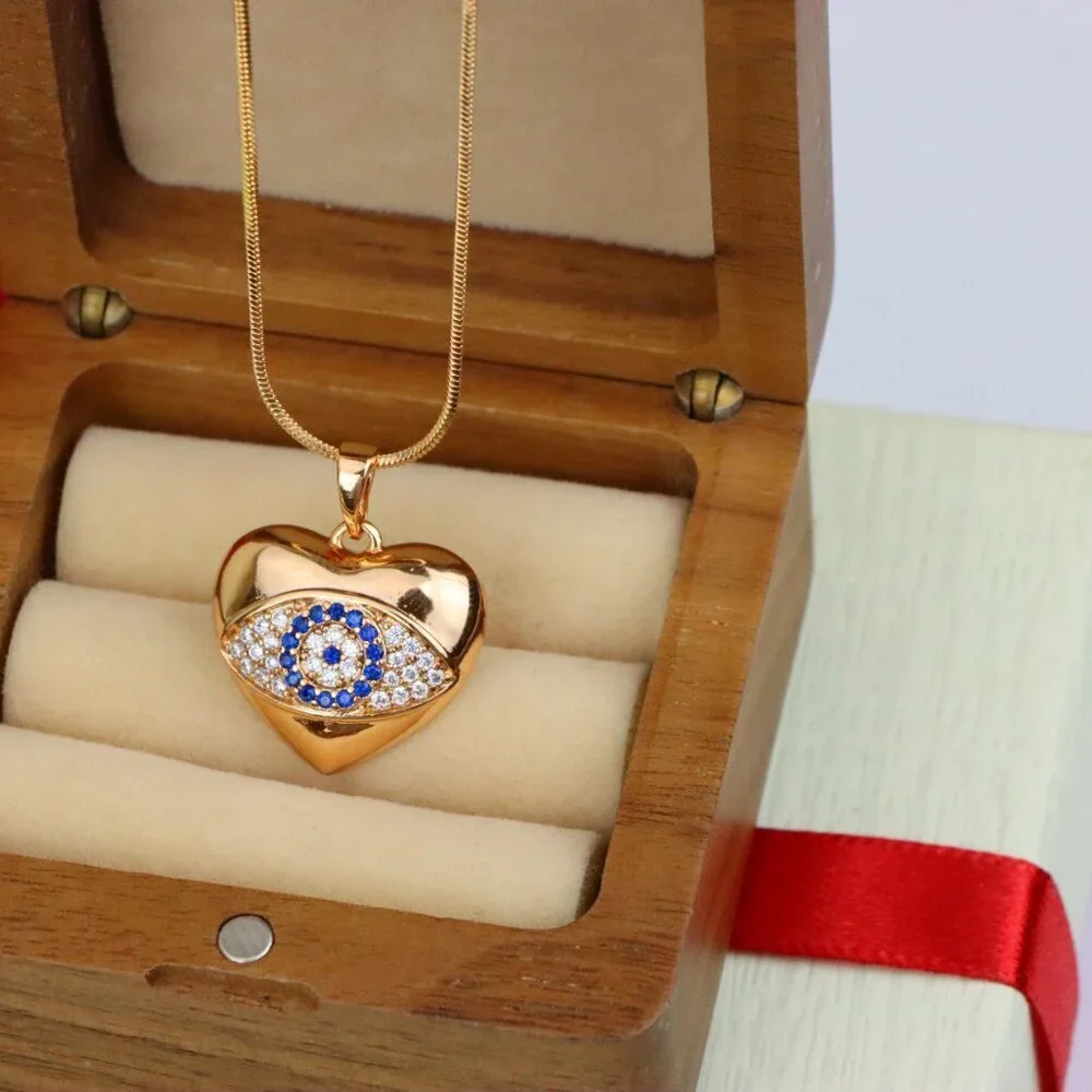 "Heart Shape Evil Eye Pendant in Rose Gold Finish, XPPT1576 - Picture 6 of 13
